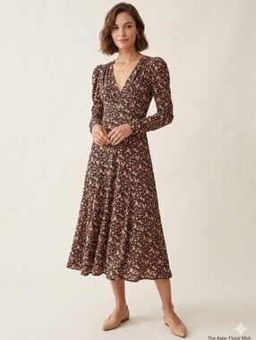 ASTR The Label Womens Extra Small XS Flower Floral Boho Longsleeved Maxi Dress
